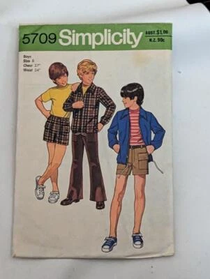 Vintage Sewing Pattern Simplicity 5709 -Boys Bell Bottom Pants 1973 Size Boys 8 - Image 1 of 2