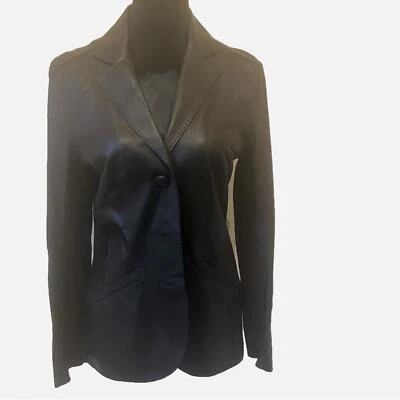 Blazer de cuero para mujer Lafayette 148 New York 4 gótico bruja clásico forrado Foto 1 de 4