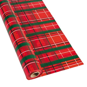 Plaid Christmas Plastic Tablecloth Roll, Party Supplies, 1 Piece - Picture 1 of 1
