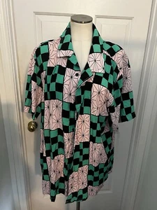 Demon Slayer: Kimetsu No Yaiba Kamado Patterns Woven Button-Up Shirt Sz XL, NWT - Picture 1 of 8