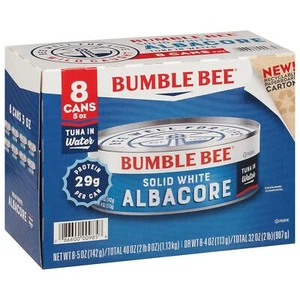 Bumble Bee Solid White Albacore Tuna in Water 5 oz Can Pack of 8 - Wild Caught - - Picture 1 of 1