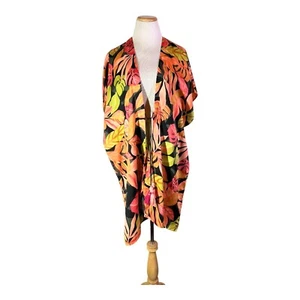 Chico's Size S/M Palm Print Kimono Tassel Tie Hawaiian Tropical - Picture 1 of 12