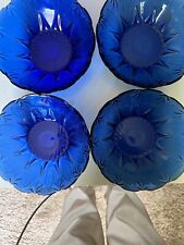 4  royal Sapphire cobalt blue bowls ,French diamond cut 61/2 in. made for Avon