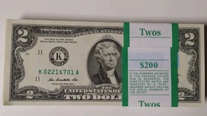 10 Mint, Uncirculated Two Dollar Bill, Crisp $2 Note Consecutive Serial Number - Picture 1 of 4