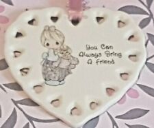 1990 PRECIOUS MOMENTS CERAMIC PENDANT ORNAMENT HEART YOU CAN ALWAYS BE A FRIEND