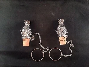 Vintage Arthur Court Pineapple Bottle Stopper with Cork & Ring NIB Set of 2 - Picture 1 of 4