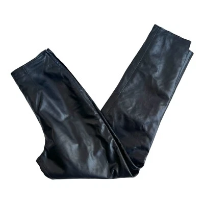 Pantalones de tiro alto vintage Vakko de cuero genuino negro (TALLA XS/4) Foto 1 de 4