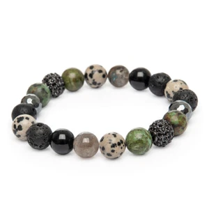 Stretch Bracelet Unique Dragons Blood Jasper Labradorite African Turquoise UK - Picture 1 of 5