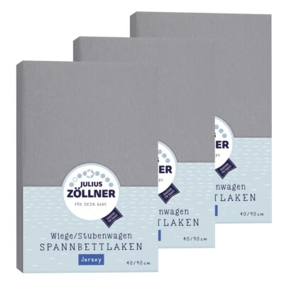 Julius Zöllner Spannbetttuch Jersey 90x40 Anthracite 3er Pack TOP - Bild 1 von 4