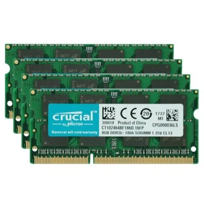 Crucial 32GB 16GB 8GB PC3L-14900S 2Rx8 DDR3L 1866MHz SODIMM 204Pin Laptop Memory - Image 1 of 4