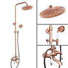 Antique Red Copper Bathroom Round Rainfall Shower Faucet Set Mixer Tap Frg546