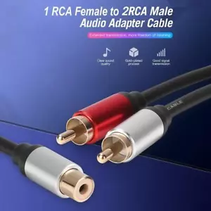 Y Adapter RCA 1 Female to 2 Male Splitter Cable for Audio Amplifier Subwoofer - Picture 1 of 7