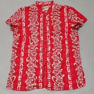 Hilo Hattie Damen Small rot & weiß tropische Blumen Kurzarm Hawaiihemd - Bild 1 von 8