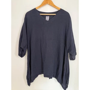 Match Point USA 100% Leinen Top Tunika Oversize Boxy Coastal Navy Gr. M Bluse - Bild 1 von 9