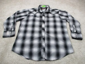 Roper Shirt Men 2XL XXL Black Gray Plaid Guitar Pearl Snap Western Cowboy - Picture 1 of 10