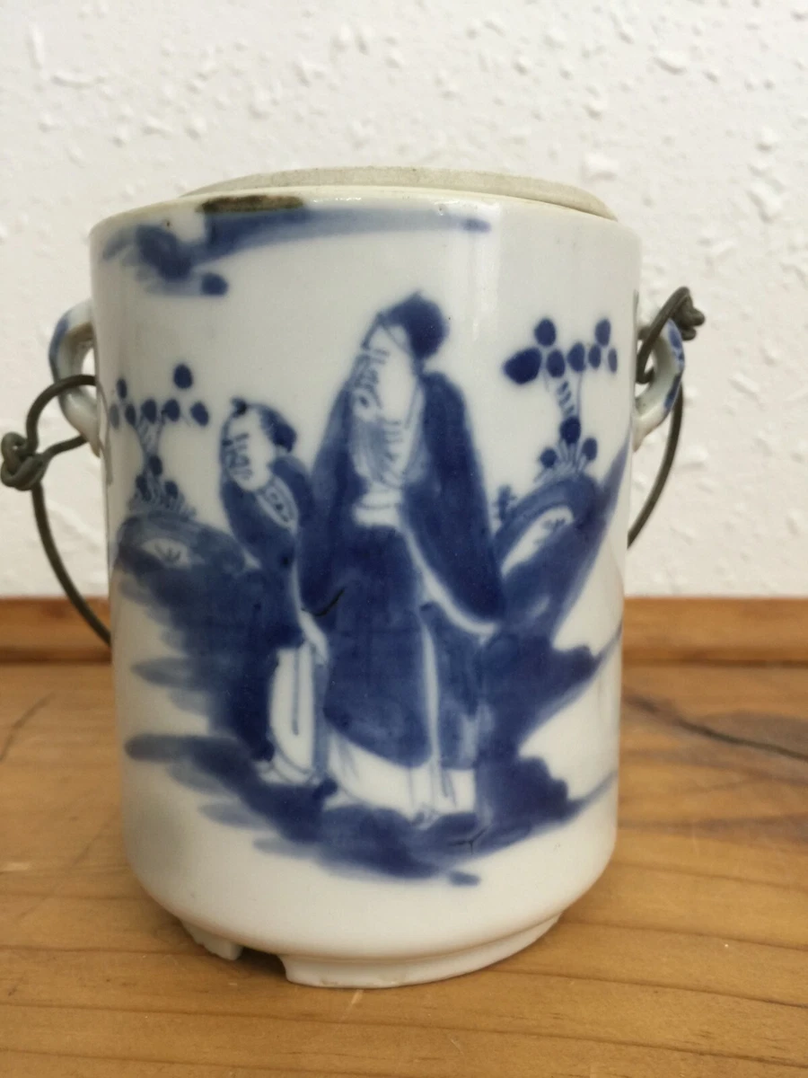 瓷器与陶器蓝色古董原版中国茶罐| eBay