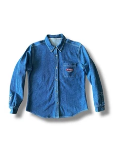 Vintage 80s 90s Drink Dr Pepper Denim Worker Button Shirt Size Large - Bild 1 von 20