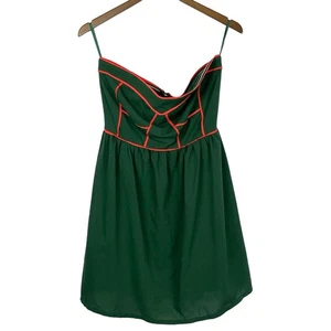Ya Los Angeles Medium Dark Green Coral Trim Strapless Fit & Flare Mini Dress - Picture 1 of 5