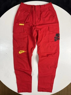 Nike Sportswear Essentials Men Size Small Tapered Red Cargo Pants Streetwear New - Image 1 of 4