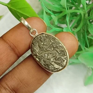 Pyrite Druzy  Gemstone 925 Sterling Silver Plated Handmade Bezel Pendant Jewelry - Picture 1 of 1