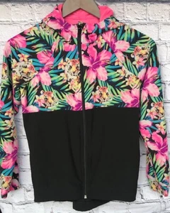 AVIA Girls Jacket Youth Large (10/12) Hooded Vented Floral Full Zip Pockets EUC - Picture 1 of 6