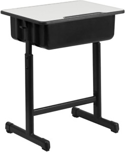Flash Furniture Billie Student Desk with Grey Top and Adjustable Height Black Pe
