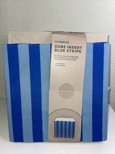6 X Cube Storage Boxes. Collapsible Design. Blue Stripes H32XW33xD37cm BNWT New - Picture 1 of 5