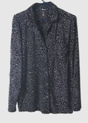 Sonoma XL Leopard Print Sleep Shirt Top Deep Purple Plush Faux Fur Mom Leisure - Image 1 of 4