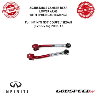 Godspeed Adj. Camber Rear Lower Arms Spherical Bearing For 2008-13 Infiniti G37 - Image 1 of 4