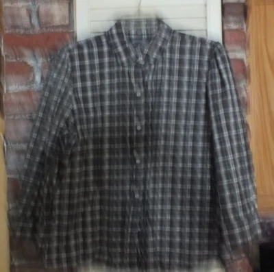 Mujer American Living Blusa Top Cuadros Multicolor Plisado Frontal Talla Grande Foto 1 de 4