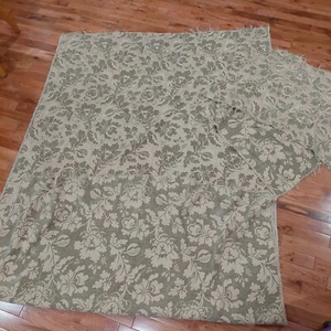 Sage Green Chenille Floral Print Upholstery Fabric  88x52 + Two Small Square Pcs - Picture 1 of 6