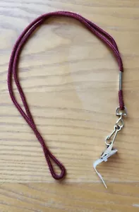 Neck Strap cord with metal bulldog clip, red round braid strap - Picture 1 of 6