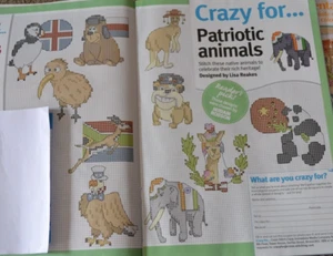 Cross Stitch Chart Only - Crazy For Patriotic Animals 10 Native Animal Motifs - Picture 1 of 1