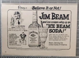 Jim Beam Kentucky Bourbon Whiskey Ripley Believe It or Not Vintage Print Ad 1977 - Picture 1 of 3