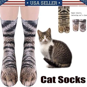 1 Pair Funny Animal Sock Crazy Warm Hot Cat Paw 3D Feet Print Comfortable Socks - Picture 1 of 10