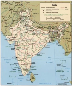 Mapa de ferrocarriles de la India 1996 de 20"" x 24 - Imagen 1 de 1