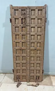 Antique Teak Wood Architectural Door Panels Original Old Hand Crafted 2.5x5.5 ft - Picture 1 of 6