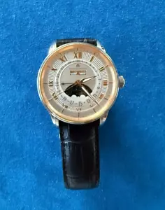 Maurice Lacroix Moonphase Men's Watch 18K gold Stainless Steel Leather Band - Picture 1 of 3