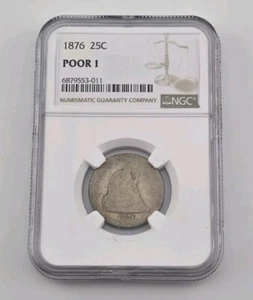 1876 Liberty Seated Quarter 25C NGC Poor 1 Lowball Grade Super Collectable Toned - Picture 1 of 5