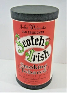 Vintage Scotch Irish Smoking Tobacco Paper Label Cardboard Can Weisert St Louis - Bild 1 von 4