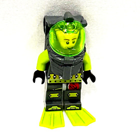 LEGO Atlantis Diver Bobby Buoy Minifigure Neon Green Helmet Visor