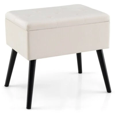Entryway Modern Velvet Storage Ottoman Bench Foot Rest Stool w/Solid Wood Legs - Image 1 of 4