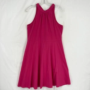 Ouges Juniors Size XL Knit Dress Bright Pink High Neck Sleeveless Fit and Flare - Picture 1 of 9