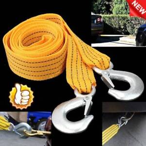 4m Heavy Duty Car Tow 5Ton Cable Towing Pull Rope Strap Hooks Van Road Recovery'