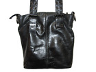 FRANCESCO BIASIA women black LEATHER messenger shoulder tote handbag size M Med