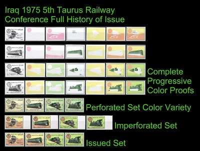 Irak Irak 1975, 5ª Conferencia Ferroviaria Tauro, Variedad de Colores Profesionales Completos, MNH 5517 Foto 1 de 4