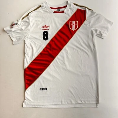 Peru 2018 World Cup Umbro Home Jersey #8 Cueva Men’s Size L FPF Fifa Russia - Image 1 of 4