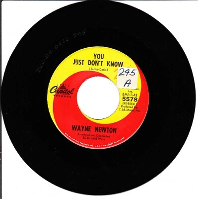 Wayne Newton, You Just Don't Know/After The Laughter 45 VG++ Capitol - Image 1 of 2