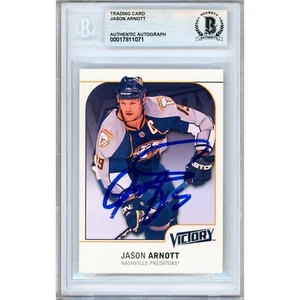 2009-10 Upper Deck #110 Jason Arnott Signed Card AUTO Beckett Slabbed Predators - Picture 1 of 5