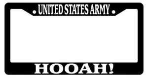 Black License Plate Frame United States Army HOOAH! Auto Accessory Novelty 161 - Picture 1 of 1